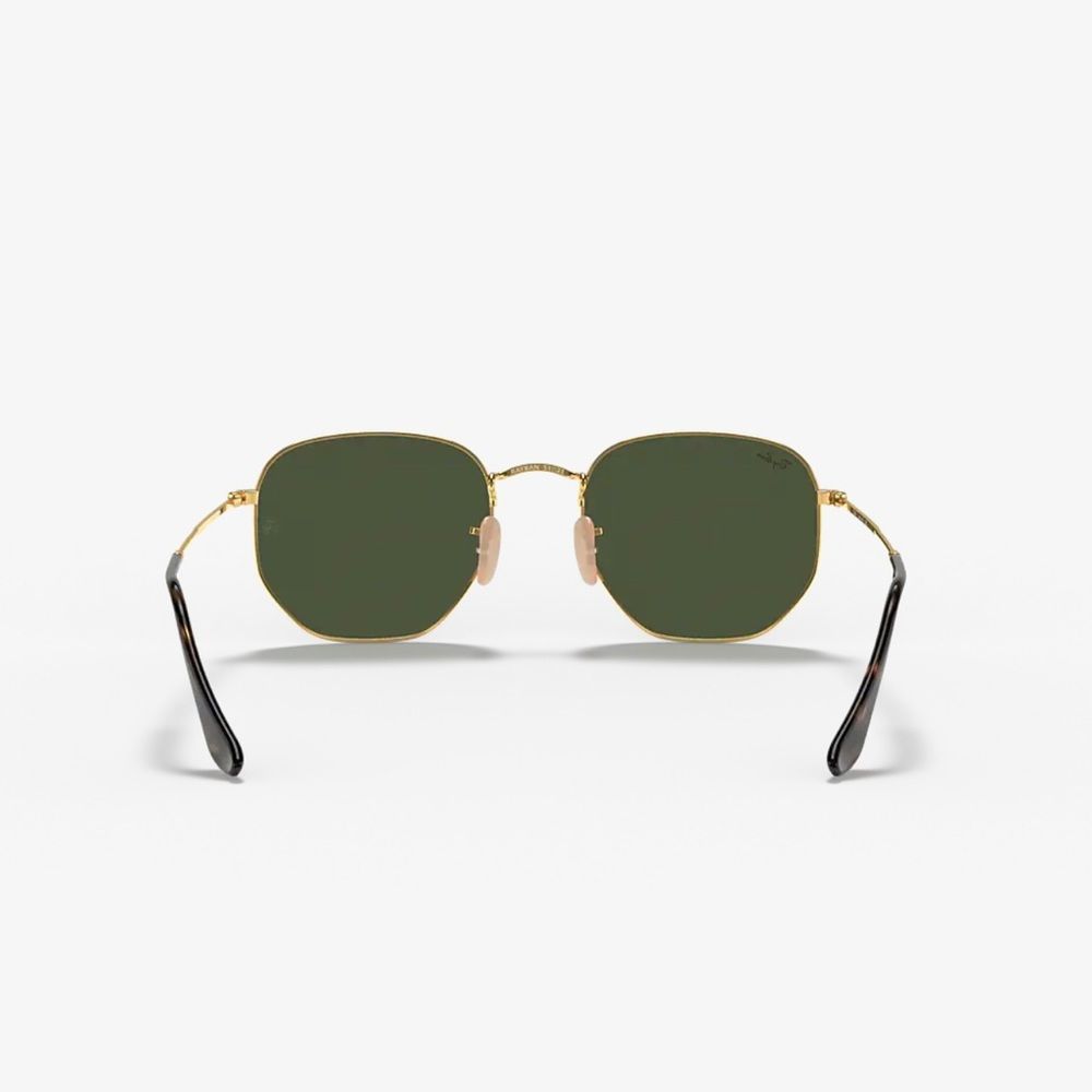 Ray Ban RB3548N HEXAGONAL FLAT LENSES Gold frame G -15 Lens XL 54-21  Unisex NEW - Picture 3 of 9